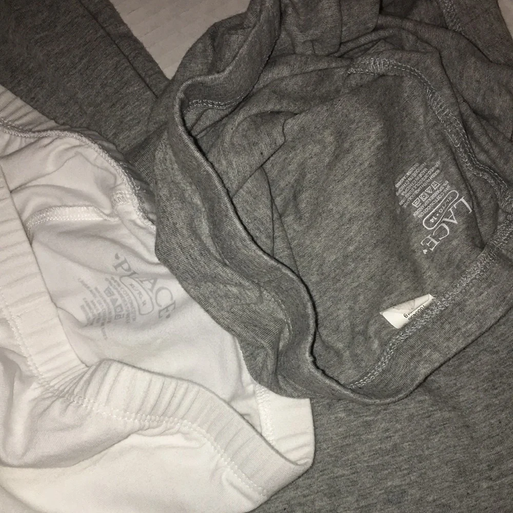 Basic White and Gray Girl’s Leggings - Soft Everyday Essentials | size 14